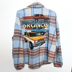 Ford Bronco Blue Brown Plaid Shacket Shirt Jacket 1X